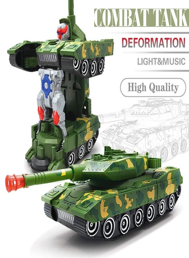iChoice Green Combat Tank Transform Robot Toy with Light & Music, Automatic Transforming Robot Tank Toy for Kids with Bump Function - Image 4